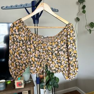 American Eagle Floral Off-Shoulder Top